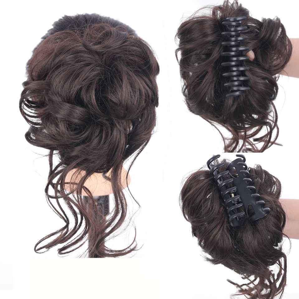 Hårlokk messy chignon, bølget chignon til hverdagsbruk