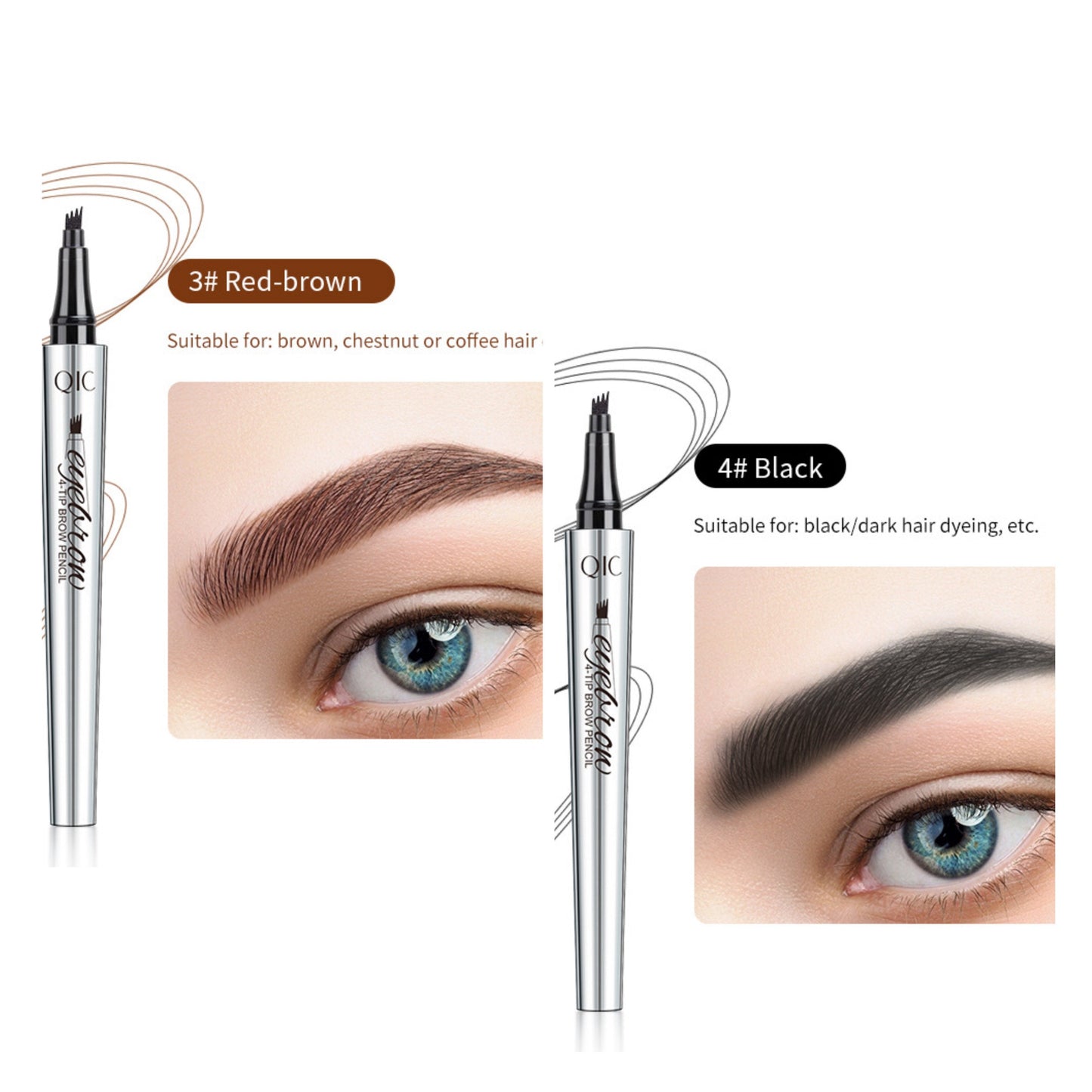 🔥Kjøp 1 og få 1 gratis🔥3D vanntett Microblading øyenbrynsblyant 4 gaffelspisser Tattoo Pencil (pakke med 2 stk.)