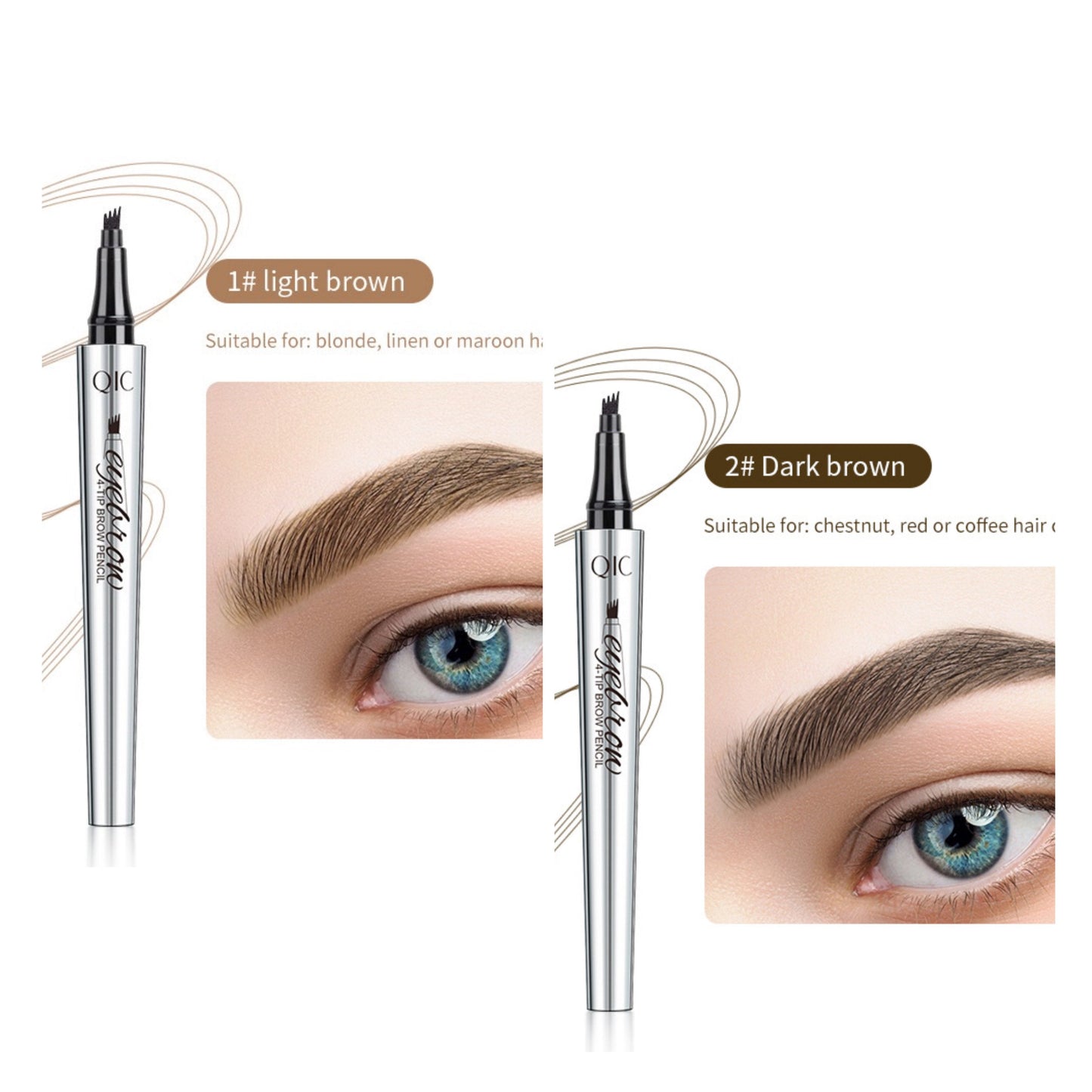 🔥Kjøp 1 og få 1 gratis🔥3D vanntett Microblading øyenbrynsblyant 4 gaffelspisser Tattoo Pencil (pakke med 2 stk.)