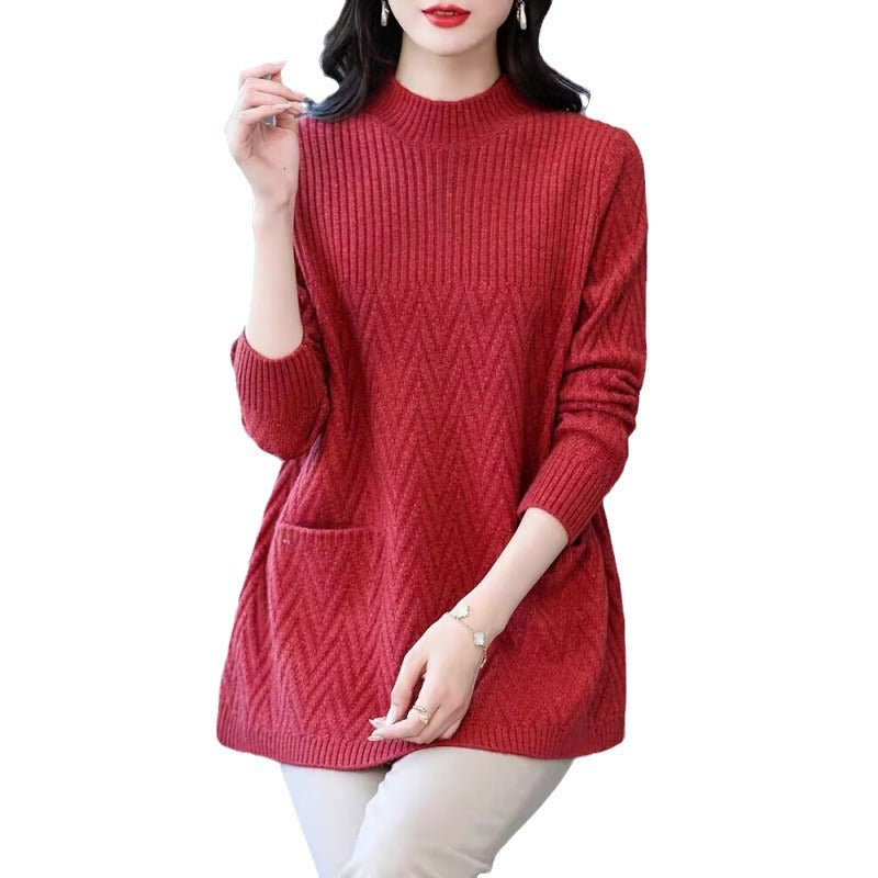 🔥Vinter Hot Sale💖Kvinners midtlengde halvt turtleneck-genser